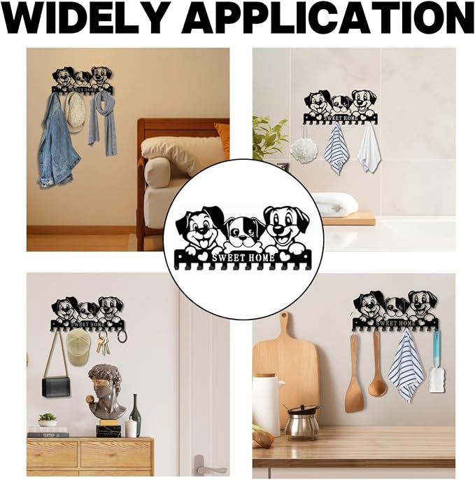 Personalized Dog-Themed Wall-Mounted Metal Key Holder, Suitable for Home Entryways, Living Rooms, Bedrooms, Kitchens, Bathrooms, Gardens and More