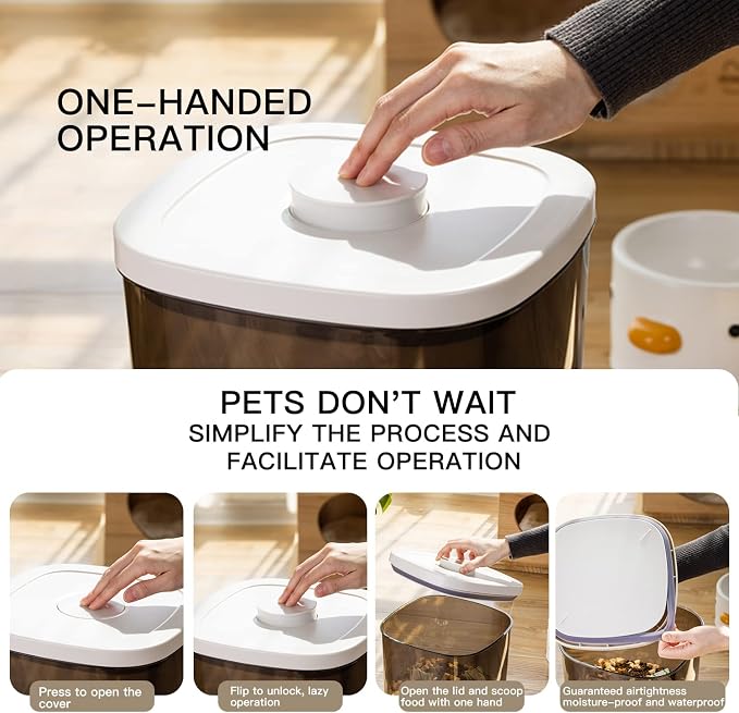 22-25 Lbs Rice Dispenser Storage Container | 10l /10.5 Qt Capacity, With Measuring Cup & Cleaning Brush, Kitchen Pantry Cereal & Pet & Laundry Pod Bin