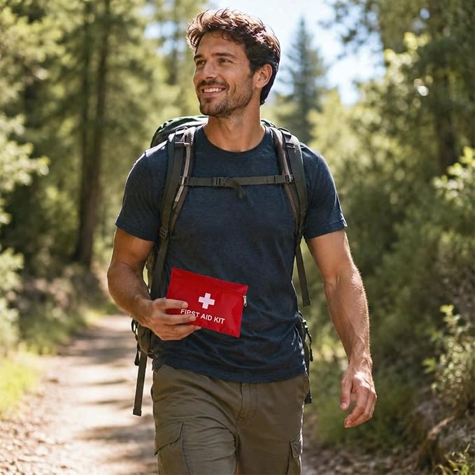 First Aid Bags Empty,Mini First Aid Pouch Empty,Mini First Aid Kit Bulk,Zipper Pouches for Emergency,Travel and Outdoor (Red 100 Pack, 4.3 * 6.3 inch)