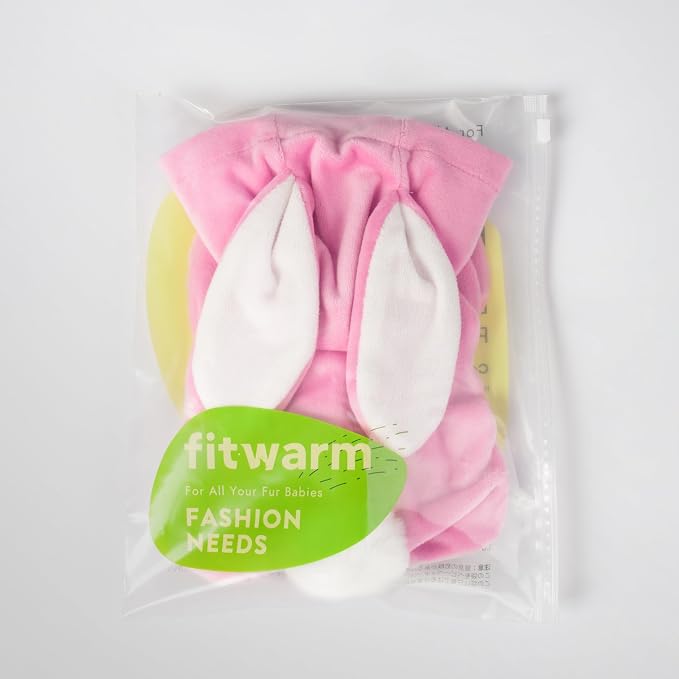 Fitwarm Dog Halloween Bunny Costumes, Funny Dog Hooded Pajamas, Doggy Clothes for Small Dogs Boy Girl, Pet Apparel, Pink, White, XS