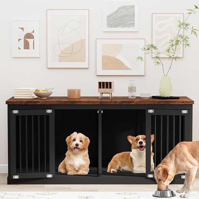 71 inch Extra Large Dog Crate Furniture Indoor Wooden Dog Kennel Furniture
