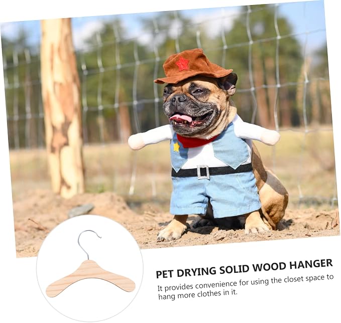 Unomor 10pcs Pet Clothes Hangers Wooden Dog Costume Rack Small Portable Organizer for Puppy Apparel and Coat Storage at Home