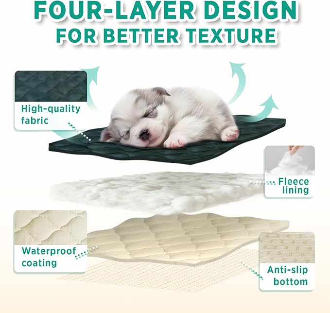Dog Bed Mat Crate Pad, Anti-Slip Bottom Machine Washable Pet Pad | Thick lightweight mat with anti-slip bottom, machine washable. Ideal for dogs, cats in crates, home & car, S 24x18'', Grey