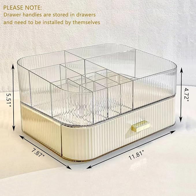 Makeup Organizer with Stackable Drawers, Bathroom Counter Organizer. | Drawers Can be Stacked, Cosmetic Display Case, Ideal for Make Up, Skincare, Perfume; Suitable for Dresser Top, Vanity