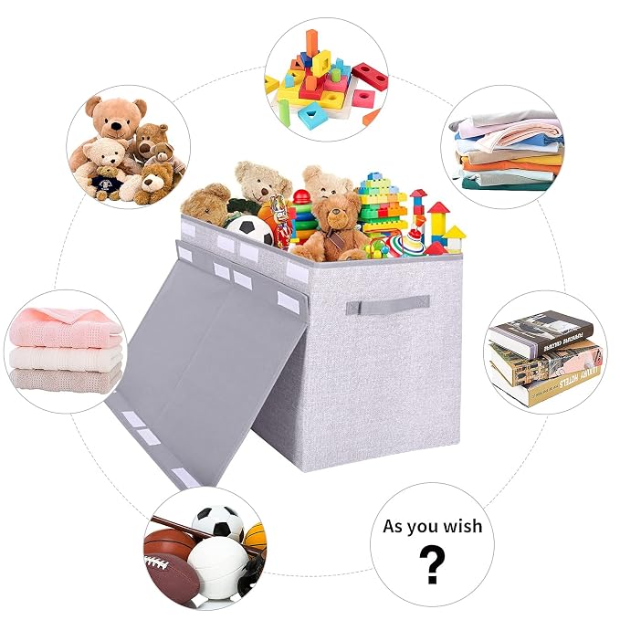 Pantryily Large Foldable Toy Storage Box with Lid,Plush Toy Organizer Chest