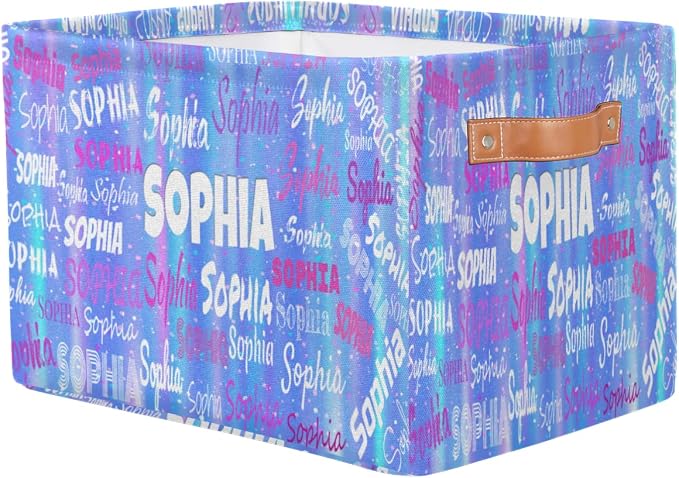 Custom Storage Baskets Named, Gradient Light Blue Stripes with Stars | Organizing Boys Girls Pets Toys Closet Shelf Clothes Books