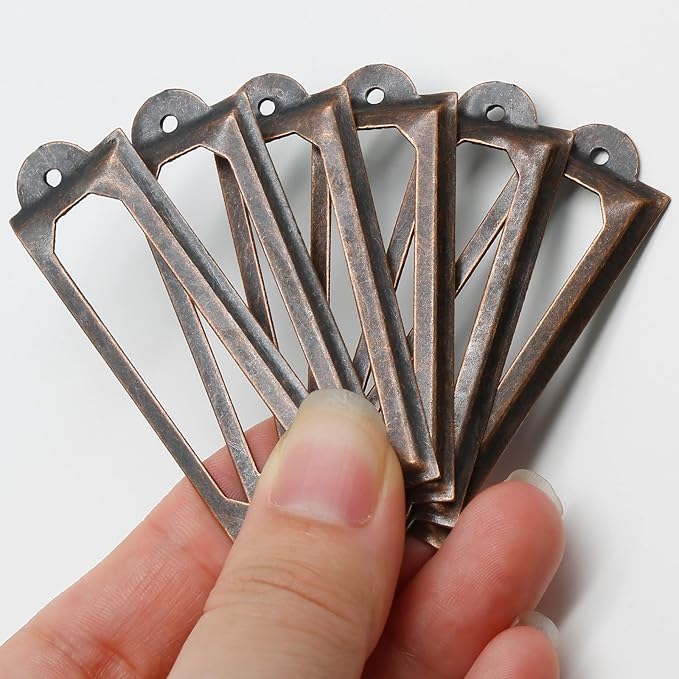 50 PCS Metal Label Holders 60x17mm Red Bronze with Screws | Iron Red Bronze-Plated Rust-Proof, 60x17mm Fits 44x10mm Label, Screws Included, For Cabinet Drawer File Box