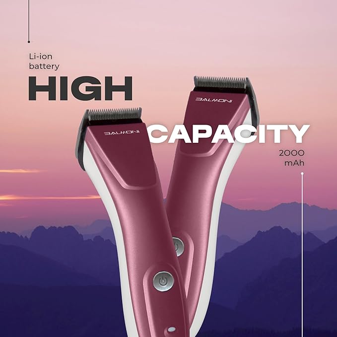 Professional 5-in-1 Cordless Pet Grooming Clipper for Dogs & Cats – Quiet High-Torque Metal Blade Trimmer, Adjustable Length – Metallic Blue (Single-Metallic Pink)