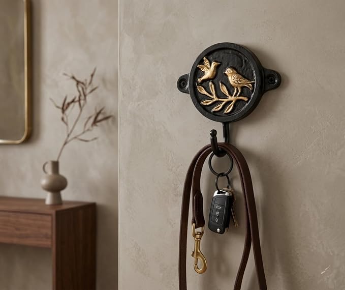 Aluminium Bird Print Wall Hook for Home Décor | Decorative Rustic Wall Mounted Coat & Key Holder | Strong Multipurpose Hanging Hook for Entryway, Bedroom, Bathroom & Kitchen