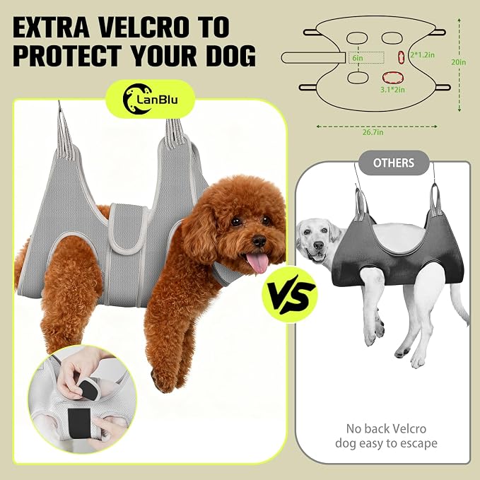 LanBlu Adjustable Dog Grooming Arm for Table, Grooming Table for Small Dog | Dog Grooming Arm For Small Dogs Under 79Lbs，Adjustable Height 35" & Widith From 32"to 47"，A Hammock & A Organizer Included