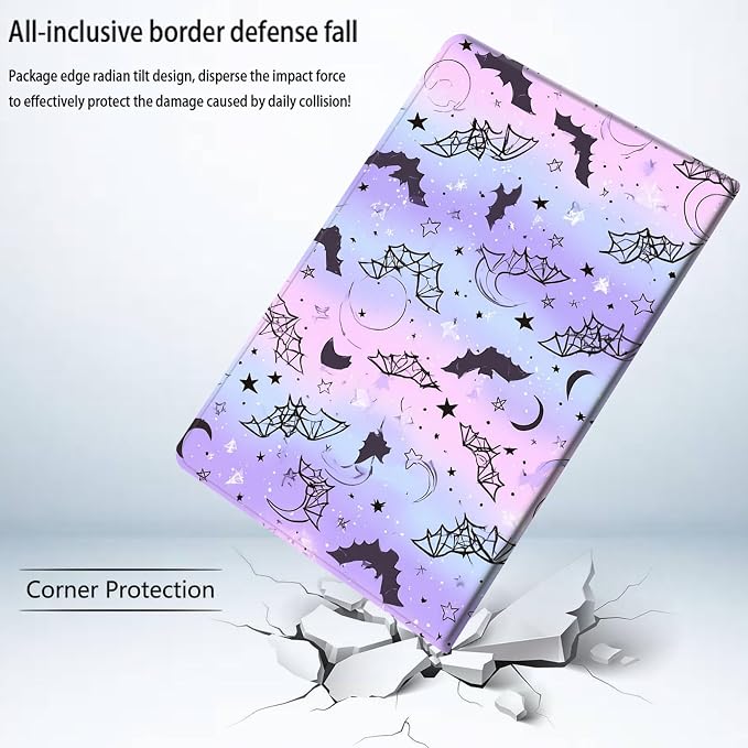 Bxgolkgd Tablet Case for Samsung Galaxy Tab A7 Lite 8.7 Inch 2021(SM-T220/T225/T227),Shockproof Stand Cover with Heat Dissipation,Auto Wake/Sleep Function,Purple Starry Sky Bat