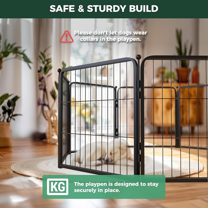 FXW Homeplus Indoor Dog Playpen, 24" H, 16 Panels, for Puppies & Small Dogs | Stress-free play, Heavy-duty, Semi-open design, Easy setup, Threshold-free gate, Expandable, Patented