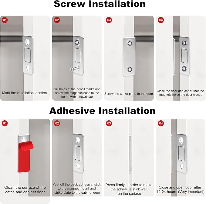 Cabinet Magnetic Catch 18 Pack Ultra Thin Cabinet Door Magnetic Catch for Drawer Magnet Adhesive Cabinet Latch Magnetic Closures for Sliding Door Closure Kitchen Closet Closer