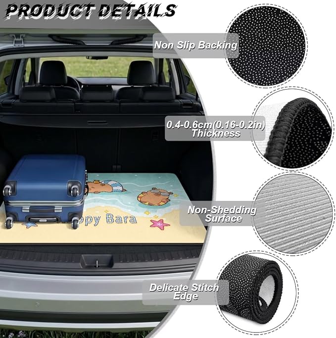 Universal Cargo Liners Rear Happy Capybara Car Trunk Mats All Weather Trunk Protection Cargo Liner Suitable for Most Cars SUVs, Non Slip, Dustproof