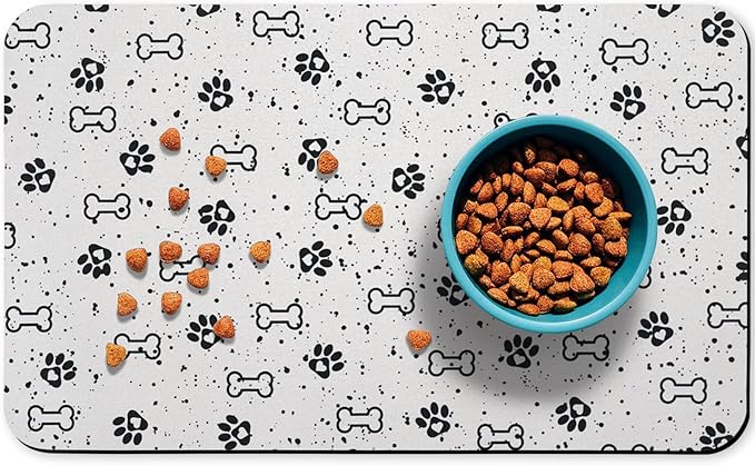 Dog Food Mats,Cat Absorbent Water Bowl Feeding Mats Pet Placemats for Food and Water Spot 16 * 24 inch