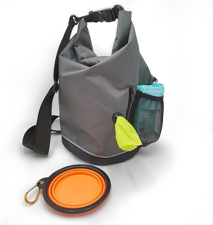 Waterproof Roll Top Pet Dog Food Travel Organizer Storage Bag Trash Bag Dispenser for Trips Outdoor Camping Free 350ml Portable Folding Bowl, 30 Cups / 10 lbs Large
