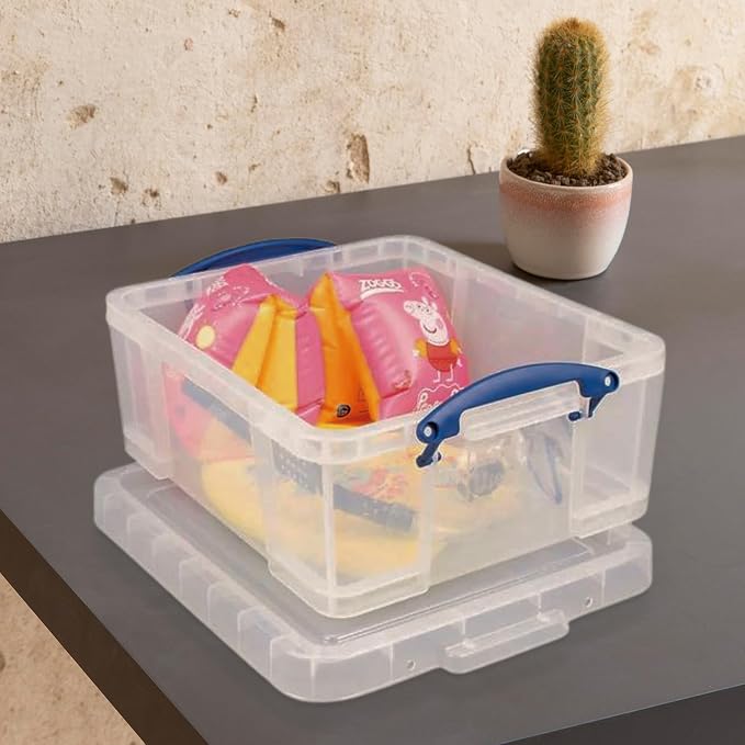 Really Useful Box 2 Pack 17L Plastic Storage Bins with Snap Lids and Clip Lock, Clear