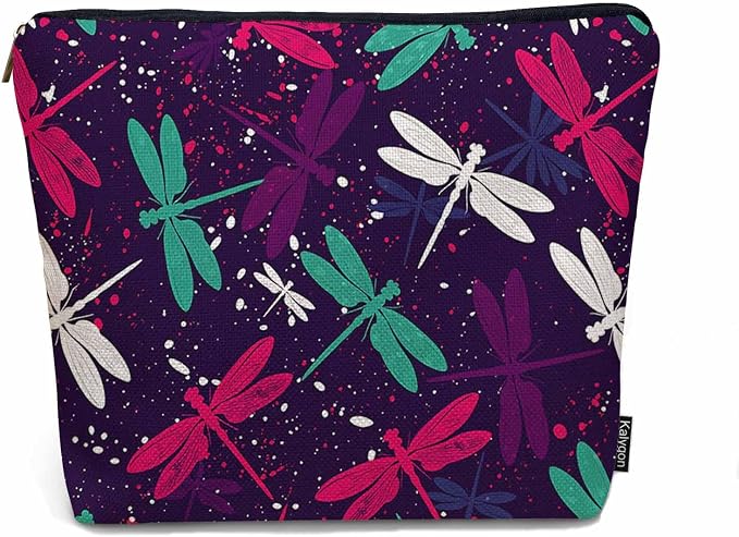 Dragonfly Makeup Bag For Women, Adorable Cosmetic Bag Makeup Bags, Colorful Dragonflies Nature Zipper Bag Travel Bags Toiletry Organizers Pouch Bags Washing Bags For Gym Bathroom
