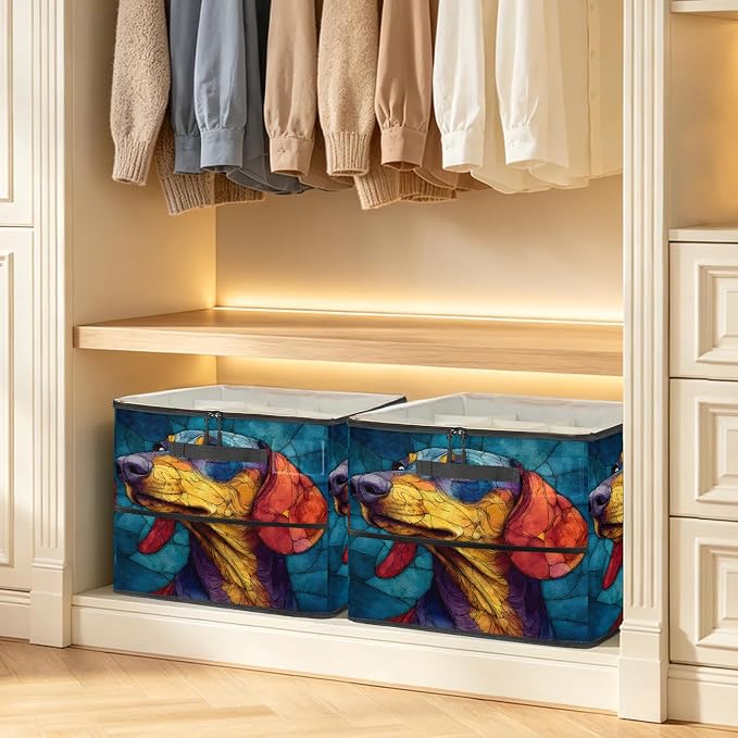 TropicalLife Boho Dog Shoe Organizer for Closet | Foldable Shoe Storage Box Bin 16-32 Pair Shoe Storage for Sneakers, Boots & Heels with Adjustable Dividers, Clear Cover