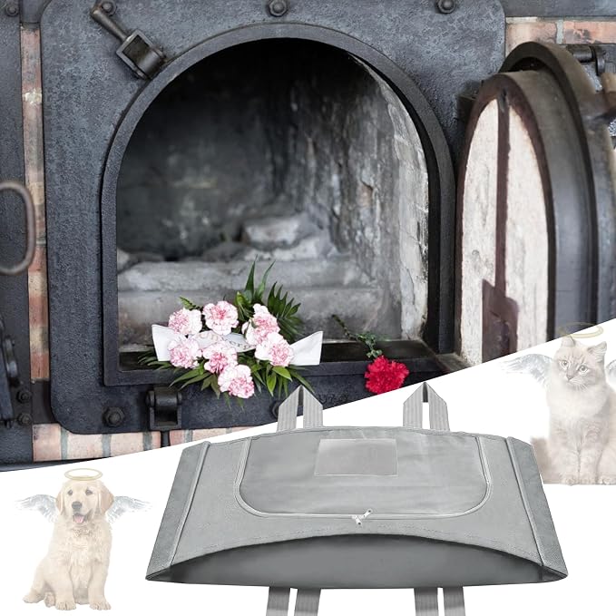 Pet Burial Bag for Dogs,Cats,Large Pets up to 80lb, Pet Casket Box(Gray, L) | Pet Caskets or Burial Boxes Alternative, Eco-Conscious Pet Body Bag with Handle & Custom Memorial Surface, Leakproof