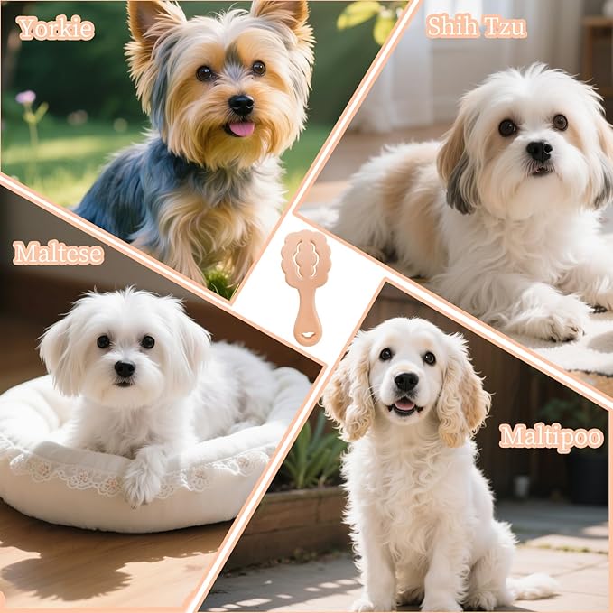 Cloud-Shaped Soft Bristle Small Dog Brush - Hollow Back Design for Easy Grooming - Ideal for Yorkie, Shih Tzu, Maltese Maltipoo Pomeranian- Puppy Essentials , Pet Hair Removal Essentials (Pink)