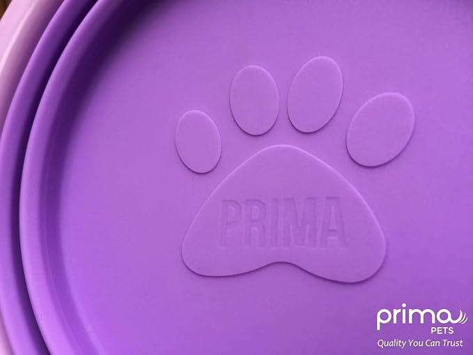 Prima Pet Collapsible Silicone Food and Water Travel Bowl with Clip for Dog and Cat, Small (1.5 Cups)