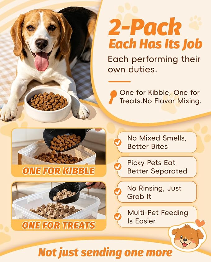 2 PACK Dog Food Scoop,1 Cup Capacity Pet Food Scoop For Dog and Cat (Black) | Clear Markings for Precise Measuring 1/2 and 1 Cup Line, Dishwasher Safe,Plastic,Portable and Sturdy