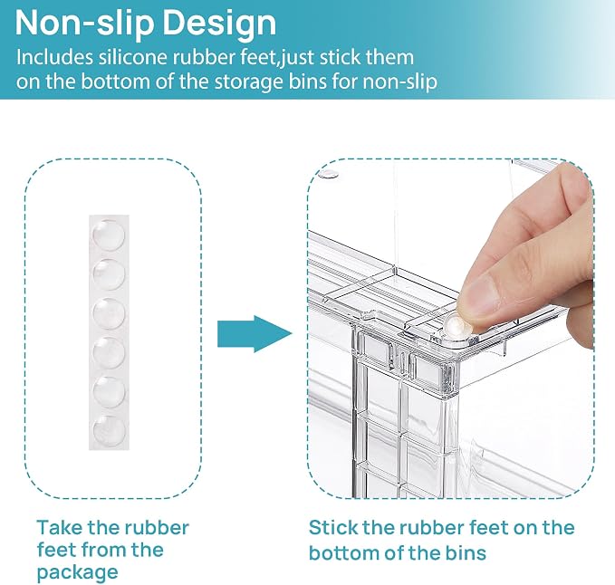 Vtopmart Clear Stackable Storage Drawers, 4 Pack Wide Organizer Set | Wide and Medium Pull-Out PET Drawers with Stackable Design for Balanced Storage, Kitchen Cabinets, Closets and Pantry