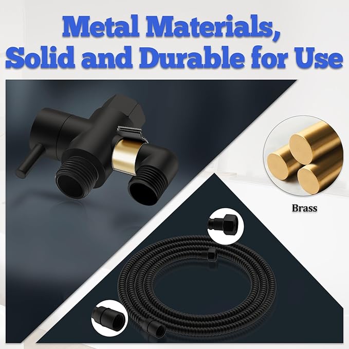 Dog Shower Attachment Metal, YDmeet Pet Shower Attachment for Fast and Clean Pet Bathing and Dog Washing, 83 Inch Hose and Shower Holder, Brass 3-Way Diverter, Adjustable Pet Shower Sprayer, Black