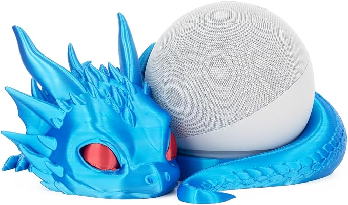 Dragon Stand for Echo Dot 4th/5th Gen, 3D Printed Dragon Amazon Echo Desktop Speakers, Holder for Echo Dot 5th Gen Echo Dot 4th Gen, Made in USA (Blue)