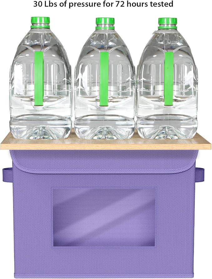 Univivi Fabric Foldable Storage Bins with Lids, 4 Pack, Purple | Stackable Closet Storage Bins, Fabric Closet Organizers and Storage with Lid & Clear Window for Home, Office, Bedroom