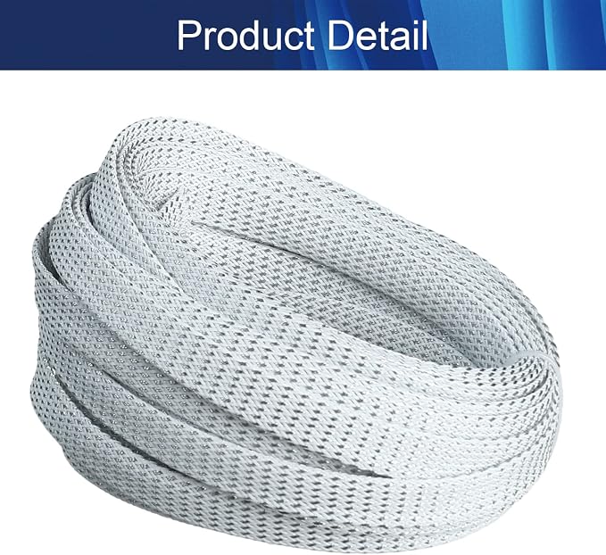 Jutagoss PET Expandable Braided Cable Sleeve, 32.8ft - 1/2 inch Silver White Cable Management Sleeve, Wire Loom Tube Cord Protector for USB Cable, Power Cord, Audio Video and More, 1Pc