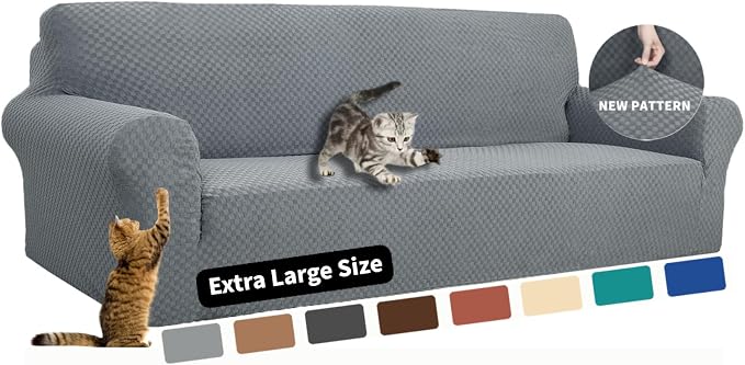 YEMYHOM Couch Cover Latest Jacquard Design High Stretch Extra Large Sofa Covers Pet Dog Cat Proof Oversized Slipcover Non Slip Magic Elastic Furniture Protector (XL Sofa, Light Gray)