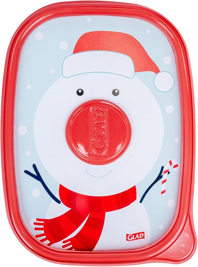 Glad GladWare Holiday Food Storage Containers, Large Rectangle, 48 Oz, 3 Ct | BPA-free plastic, reversible gift tags included, microwave, freezer, and dishwasher safe, 64 oz, gifting