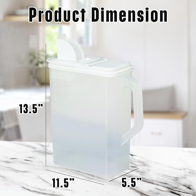 Buddeez Bulk Food Storage Container 8 Quart All Purpose Clear (White Lid) | Clear container for easy visibility, Easy-grip handle, Easy-pour spout, For flour, sugar, cereal, rice and dry goods