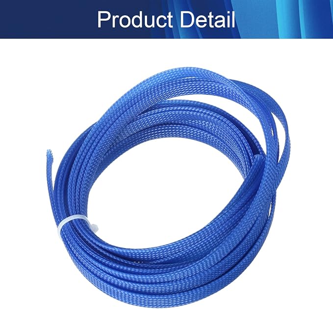 Jutagoss PET Expandable Braided Cable Sleeve, 16.4ft - 3/8 inch Blue Cable Management Sleeve, Wire Loom Tube Cord Protector for USB Cable, Power Cord, Audio Video and More, 1Pc