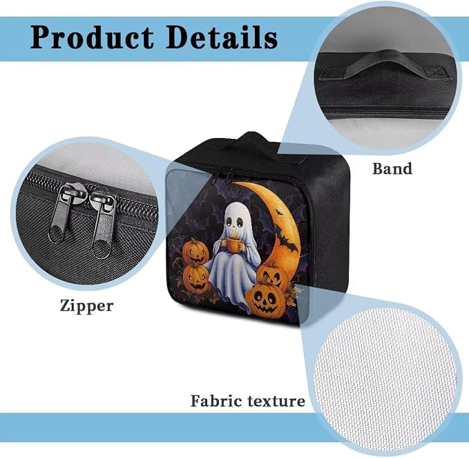 First Aid Kit Bag Cute Ghost Pumpkin Moon Empty First Aid Bag Medical Bag Empty Large Capacity for Home Office and Travel Use Lightweight Washable Soft Fabric