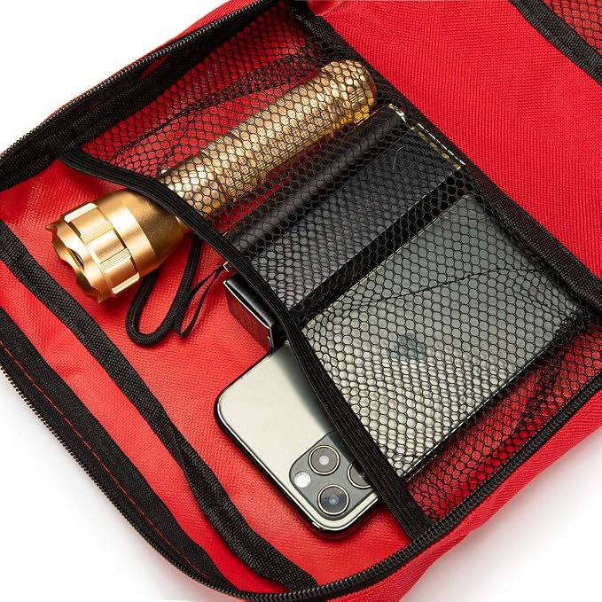 Red First Aid Bag Empty Travel Rescue Pouch First Responder Storage Medicine Emergency Bag for Car Home Office Kitchen Sport Outdoors (Red)