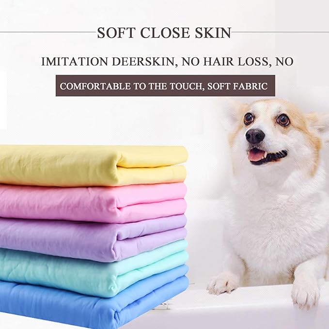 GabeFish 3 PCS Shammy Dog Towel, Quick Dry, Super Absorbent Towel for Cats, Pet Bath Towel for Drying Dogs Large 3PCS