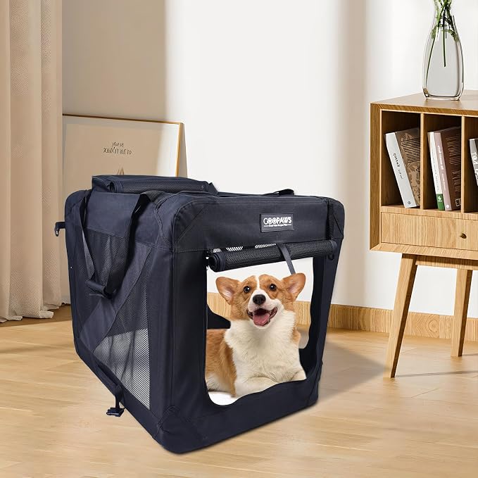 Jespet 3 Door Soft Dog Crates Kennel for Pets, Folding Travel Pet Carrier | 3 Mesh Doors 36'' Dog House, Large Pocket, Easy to Install, Steel Frame, Removable Crate Pad, For Indoor & Outdoor
