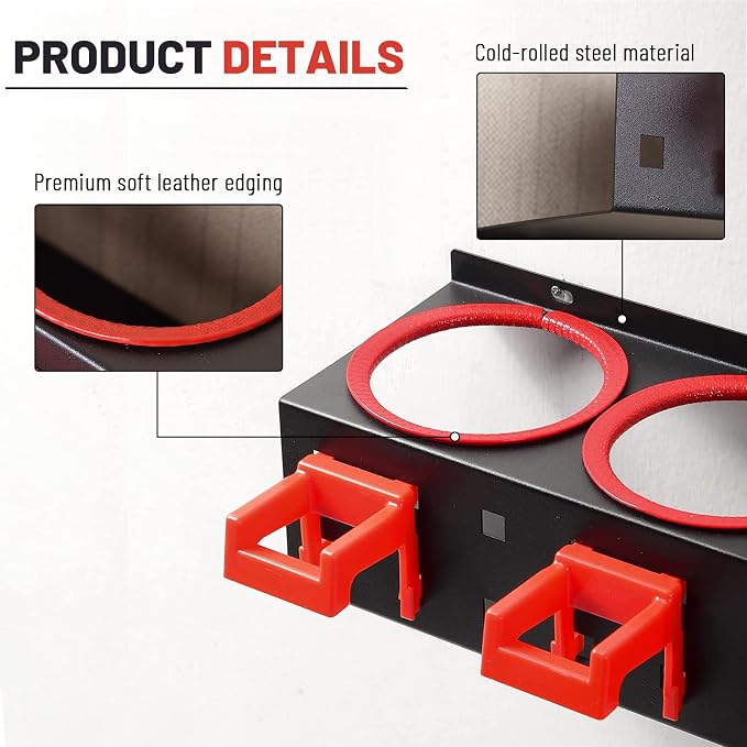 Spray Bottle Storage Rack with Extra Abrasive Holder, Wall Mount Hanging Rail Car Beauty Shop Accessory Display Auto Cleaning Detailing Tools Hanger Bottle Organizer
