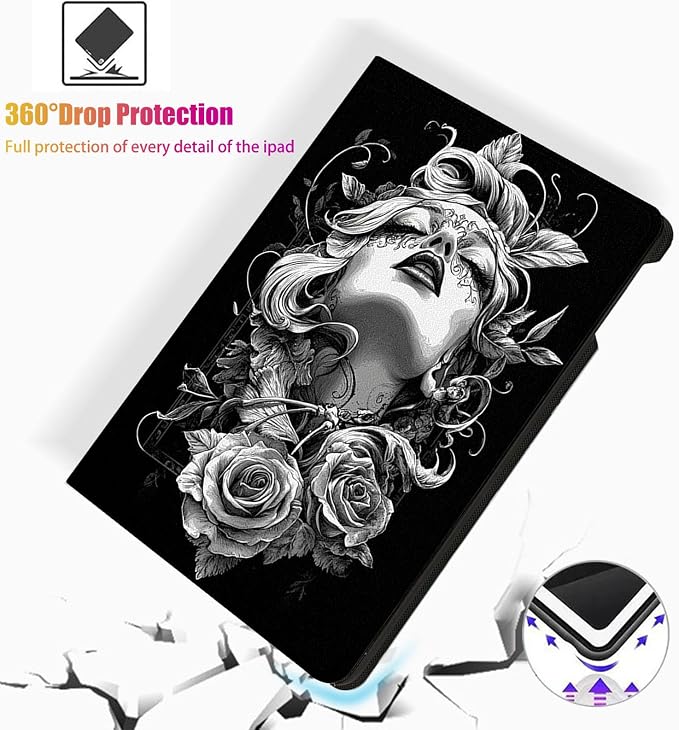 for Microsoft Surface Pro X/Pro X Plus-13 2019/2020/2021/2024 Tablet Case,Auto Wake/Sleep,Adjustable Stand Protective Cover - Girl Rose