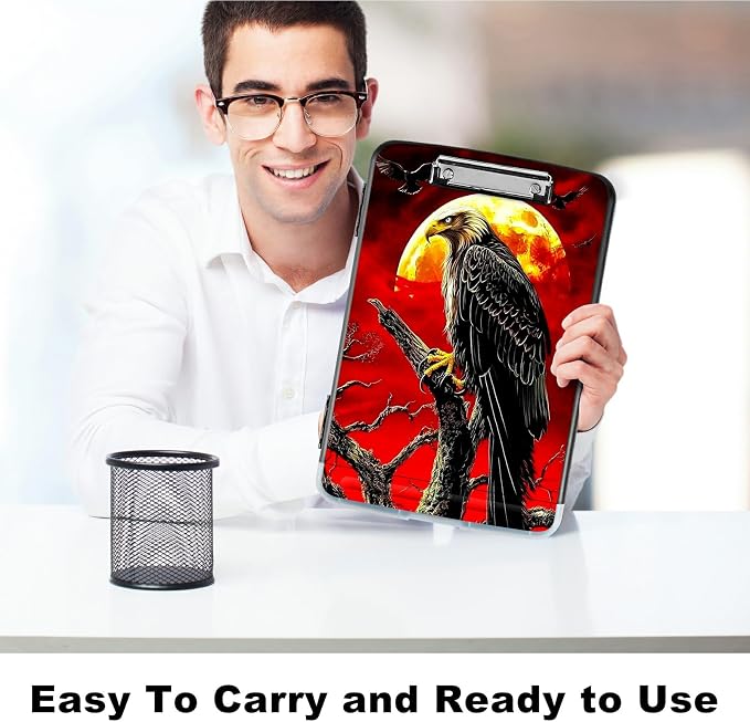 Red Sky Eagle A4 Clipboard with Storage Pen Holder, Clipboards Organizer Nursing Clipboard Foldable File Folder Plastic Clipboard Folio Clip Board for Office Students Classroom Doctor