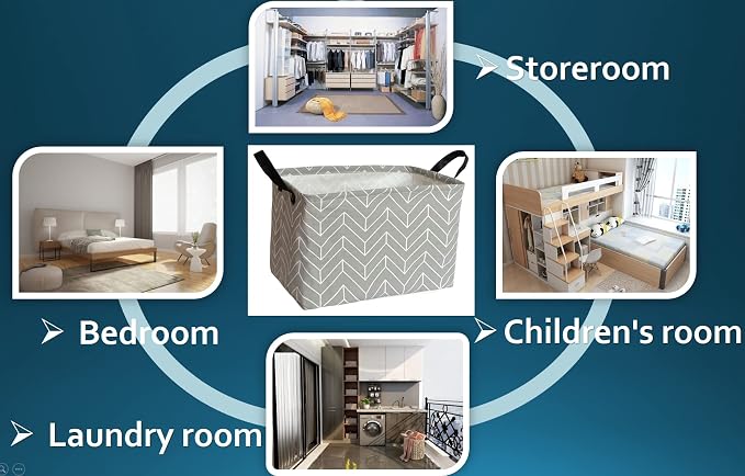 Baby Storage Basket Nursery Box Laundry Hamper Organization Bins for Toys and Clothes with Handles (Geometric)