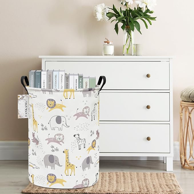 Storage Bin Foldable Nursery Organizer Basket Lovely Animal | Foldable with Waterproof PE Coating Organizer Bin for Kids Boys and Girls,Office,Bedroom,Clothes