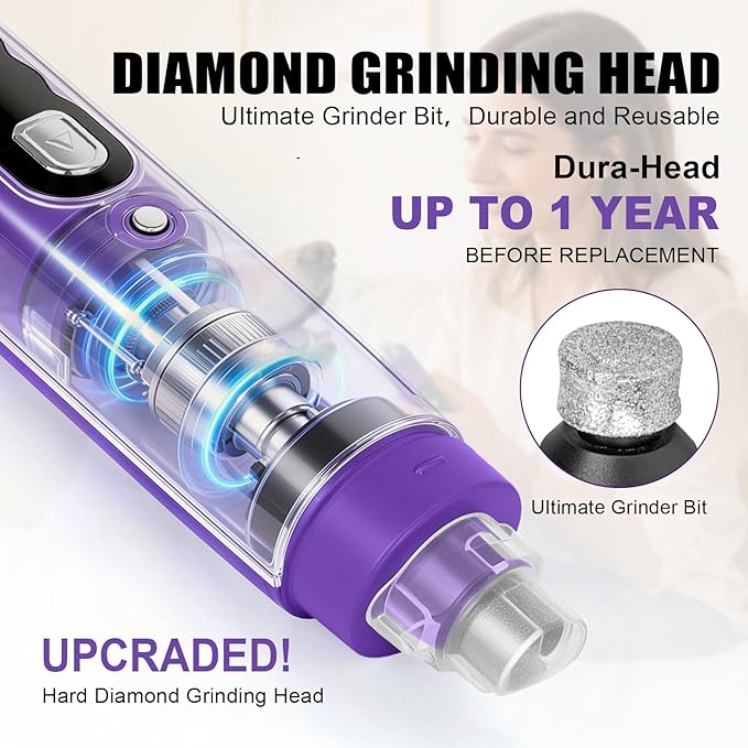 Best Dog Nail Grinder 2026 New 9-Speed Professional Quiet Painless Electric Drill Trimmers for Large Medium Dogs with Quick Sensor Guard, 2 LED Lights, 2000mAh USB Rechargeable