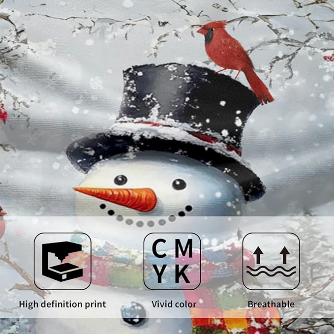 Giwawa Winter Snowman Towel Christmas Trees Red Birds Hand Towel Set of 2 Xmas Snow Scene Seasonal Quick Drying Absorbent Face Fingertip Towel Washcloth for Bathroom Gym Spa Guest Decor