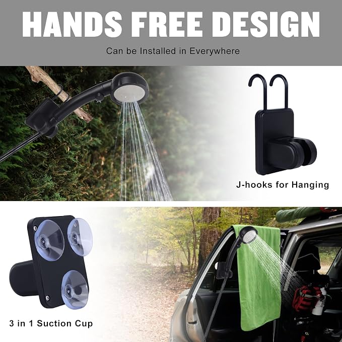Portable Shower for Camping, [Long-Lasting] 6000mAh Rechargeable | Camping Shower with Intelligent LED Display, 4 Spray Modes, IPX7 Waterproof Outdoor Camp Pump for Hiking, Travel, Car, Pet