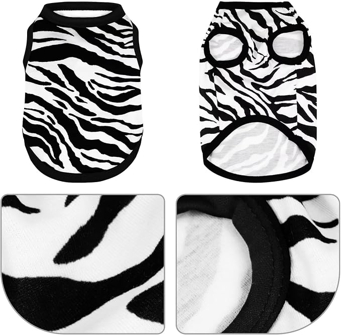Adorable Zebra Print Dog Shirts – Lightweight, Cozy Outfit for Small to Medium Dogs, Soft & Snuggly Pet Wear for Everyday Comfort and Cuteness.Black S