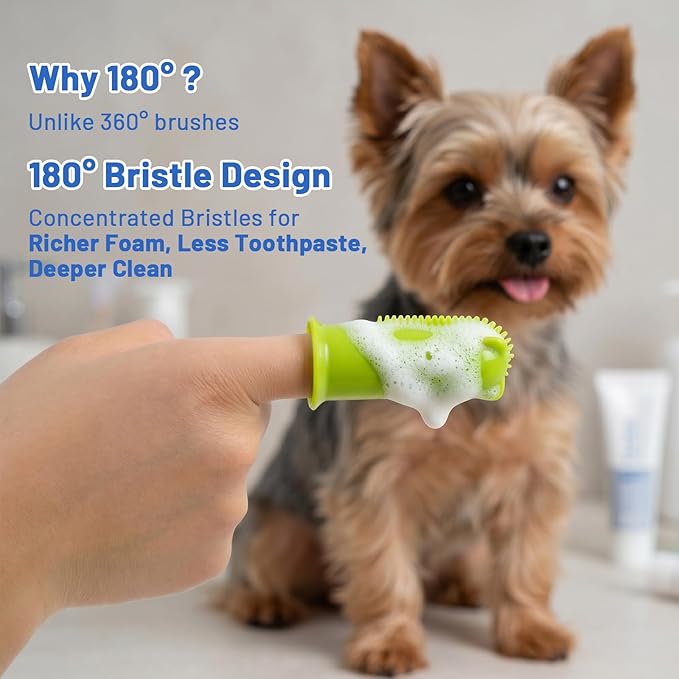 2-Pack Dog Finger Toothbrush, 180° Finger Toothbrush for Dogs Silicone & Cat Tooth Brush for Teeth Cleaning & Dental Care, Dog Tooth Brushing Kit for Medium & Large Pets